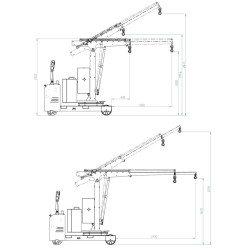 Grue d'atelier porte-à-faux motorisée rotation manuelle du mât à 270º